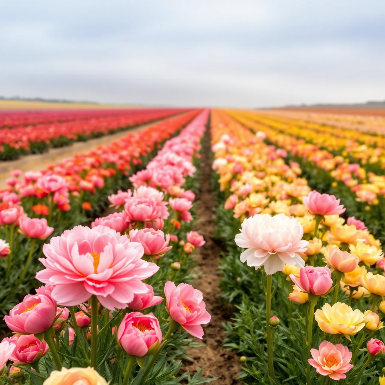 California flower farm rows